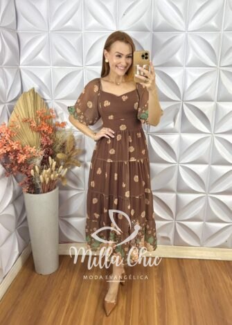 Milla Chic - millachic com br vestido mariana em chiffon marrom 2 Vestido Mariana Em chiffon - Marrom - Milla Chic