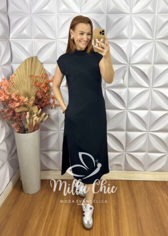 Vestido Marlene Em Moletinho - Preto - Milla Chic
