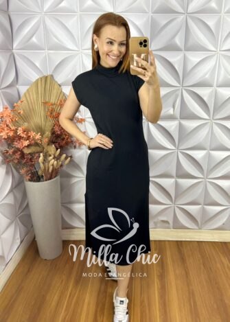 Vestido Marlene Em Moletinho - Preto - Milla Chic