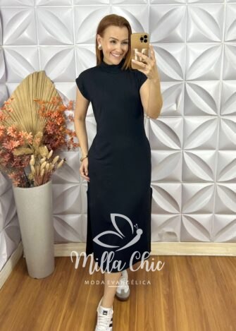 Vestido Marlene Em Moletinho - Preto - Milla Chic