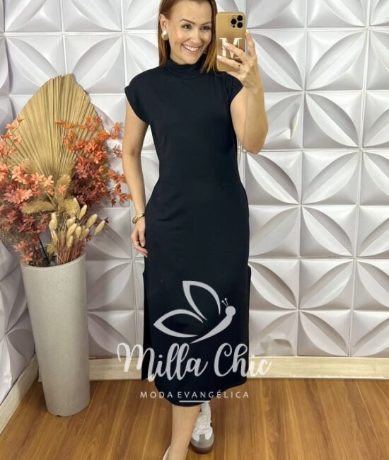 Vestido Marlene Em Moletinho - Preto - Milla Chic