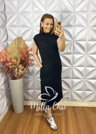 Vestido Marlene Em Moletinho - Preto - Milla Chic