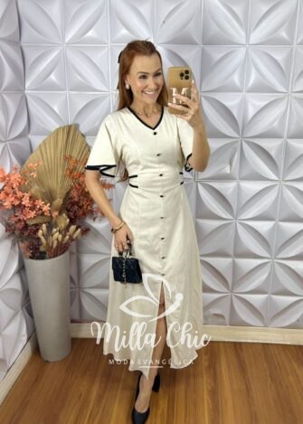 Milla Chic - millachic com br vestido melaine em linho areia 1 Vestido Melaine Em Linho - Areia - Milla Chic