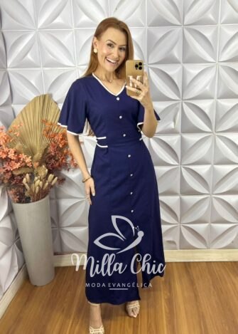 Vestido Melaine Em Linho - Areia - Milla Chic
