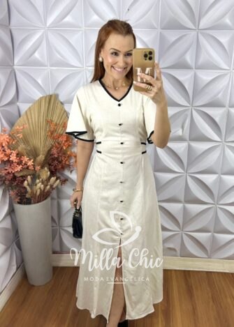 Milla Chic - millachic com br vestido melaine em linho areia 4 Vestido Melaine Em Linho - Areia - Milla Chic
