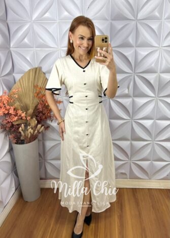 Milla Chic - millachic com br vestido melaine em linho areia 6 Vestido Melaine Em Linho - Areia - Milla Chic