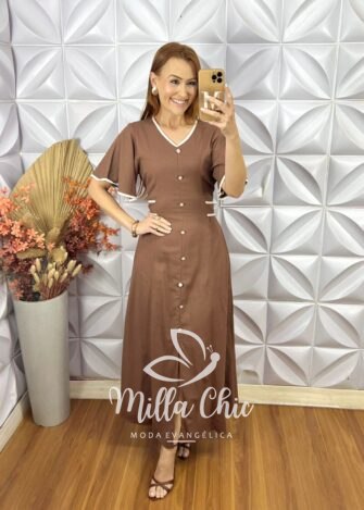 Milla Chic - millachic com br vestido melaine em linho areia 7 Vestido Melaine Em Linho - Areia - Milla Chic