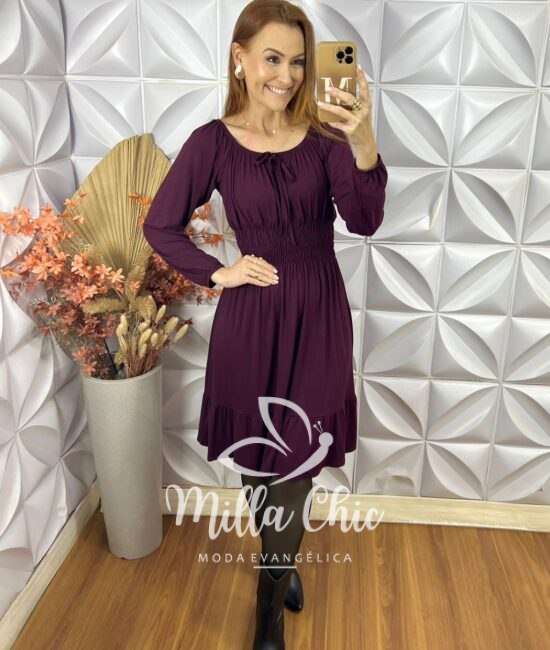 Vestido Mia Em Manga Longa - Roxo - Milla Chic