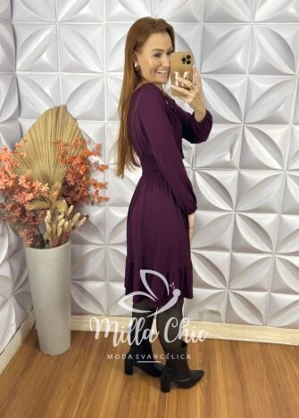 Milla Chic - millachic com br vestido mia em manga longa roxo 4 Vestido Mia Em Manga Longa - Roxo - Milla Chic