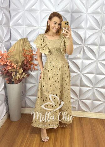 Vestido Midian Em Renda Rechilieu - Nude - Milla Chic