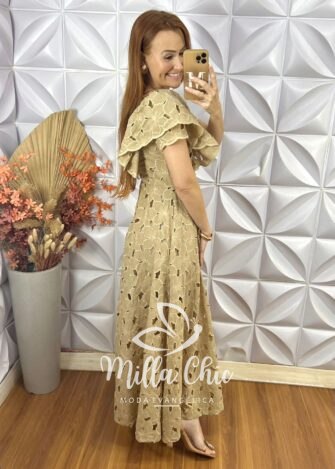 Vestido Midian Em Renda Rechilieu - Nude - Milla Chic