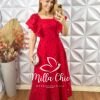 Vestido Midian Em Renda Rechilieu - Vermelho - Milla Chic