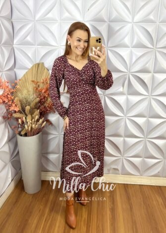 Vestido Raab Manga longa - Roxo - Milla Chic