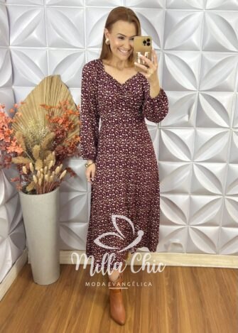 Vestido Raab Manga longa - Roxo - Milla Chic