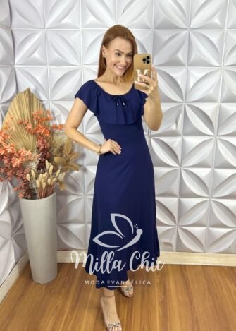 Vestido Rebecca Em Viscolinho - Azul - Milla Chic
