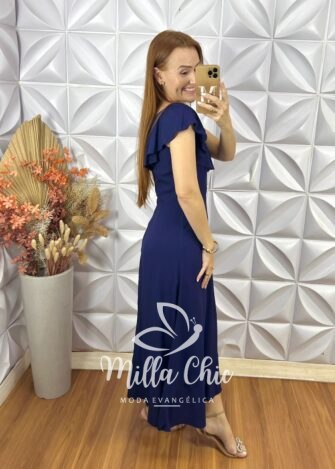 Vestido Rebecca Em Viscolinho - Azul - Milla Chic