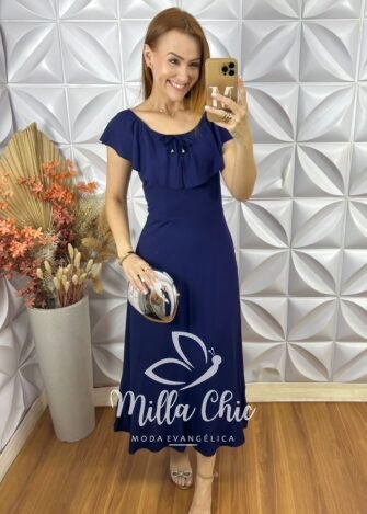 Vestido Rebecca Em Viscolinho - Azul - Milla Chic