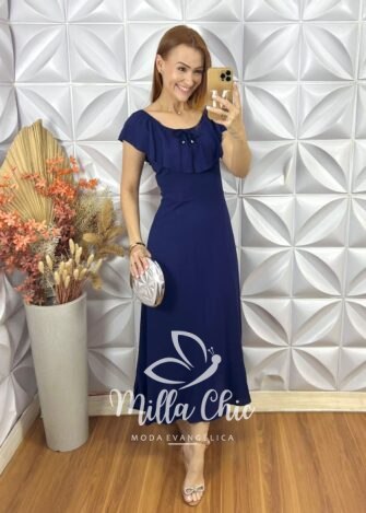 Vestido Rebecca Em Viscolinho - Azul - Milla Chic
