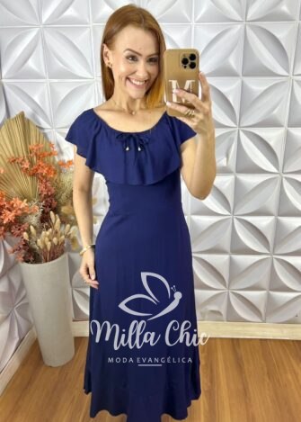 Vestido Rebecca Em Viscolinho - Azul - Milla Chic
