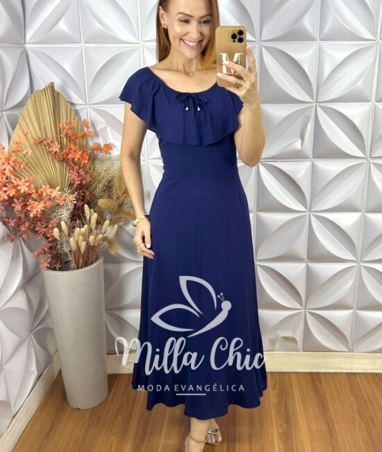 Vestido Rebecca Em Viscolinho - Azul - Milla Chic