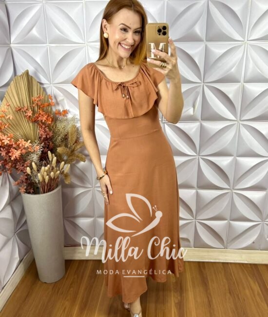 Vestido Rebecca Em Viscolinho - Bege - Milla Chic
