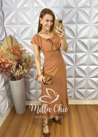 Milla Chic - millachic com br vestido rebecca em viscolinho bege 2 Vestido Rebecca Em Viscolinho - Bege - Milla Chic