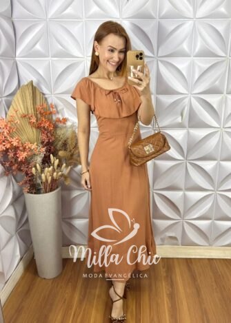 Milla Chic - millachic com br vestido rebecca em viscolinho bege 3 Vestido Rebecca Em Viscolinho - Bege - Milla Chic