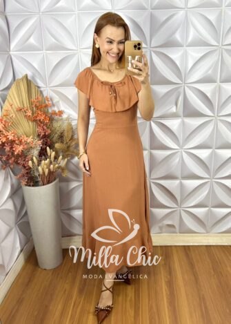 Milla Chic - millachic com br vestido rebecca em viscolinho bege 4 Vestido Rebecca Em Viscolinho - Bege - Milla Chic