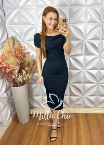 Milla Chic - millachic com br vestido thais canelado preto 2 Vestido Thaís Canelado - Preto - Milla Chic