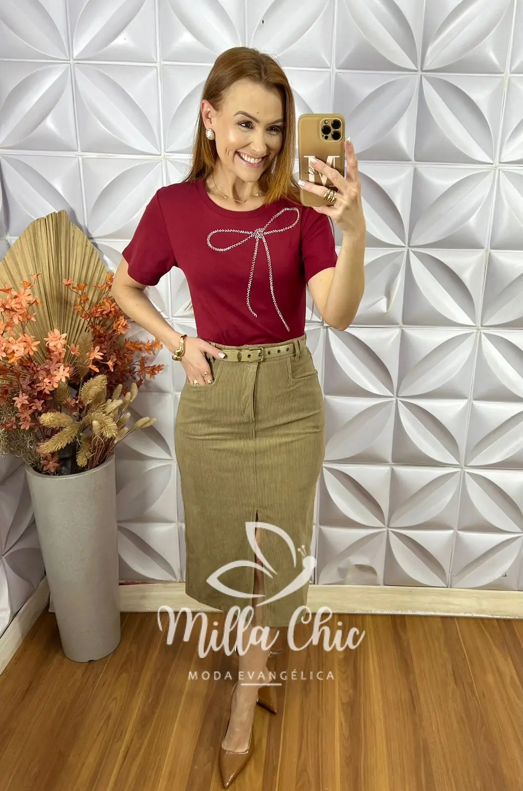 Saia Altina Em Cotelê – Bege – Milla Chic Saia Altina Em Cotelê - Bege - Milla Chic