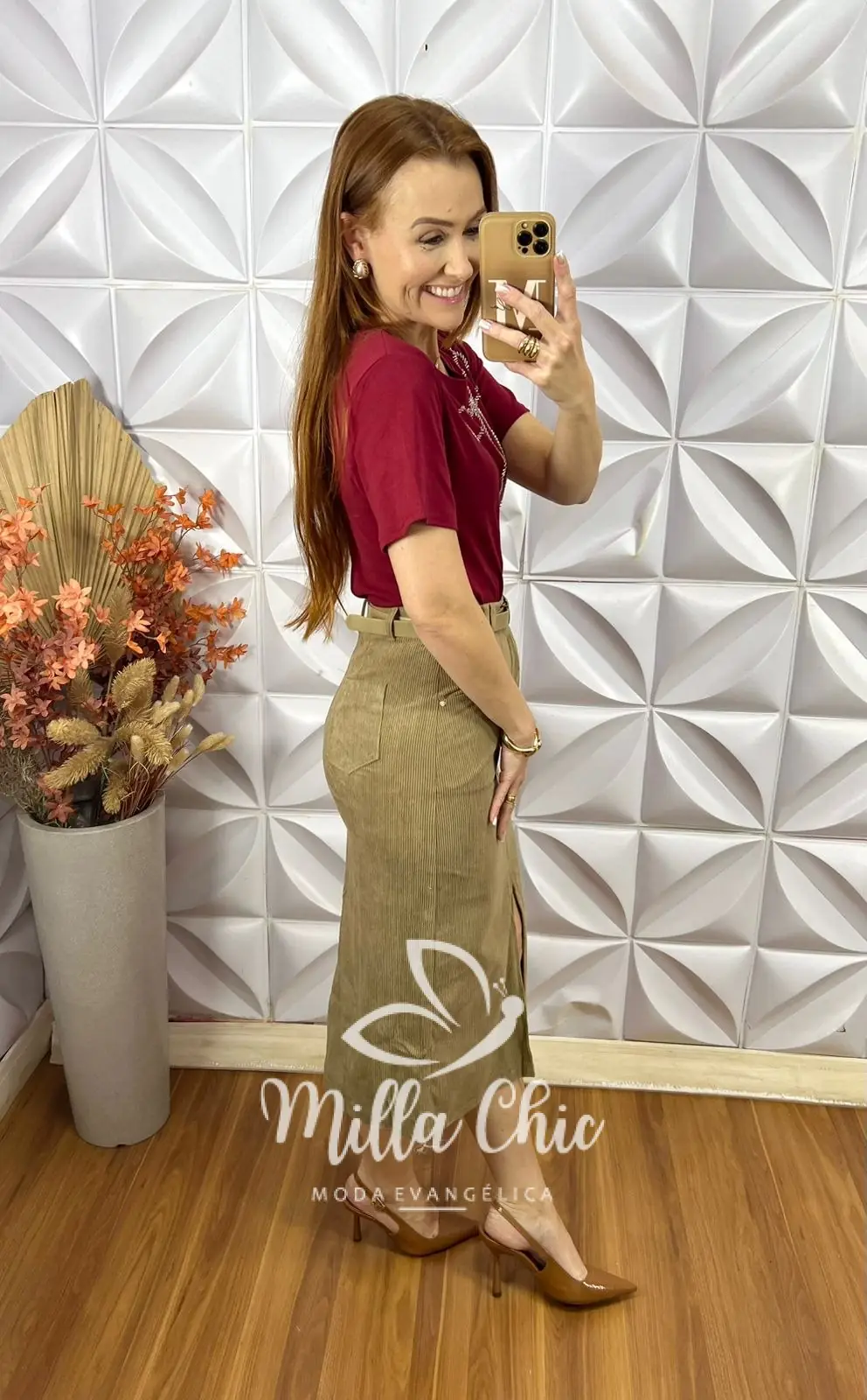Saia Altina Em Cotelê – Bege – Milla Chic Saia Altina Em Cotelê - Bege - Milla Chic