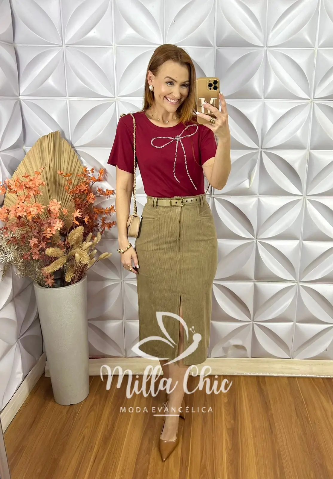 Saia Altina Em Cotelê – Bege – Milla Chic Saia Altina Em Cotelê - Bege - Milla Chic