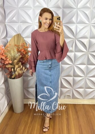 Saia Jeans Bárbara - Milla Chic