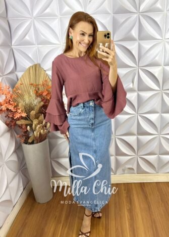 Saia Jeans Bárbara - Milla Chic