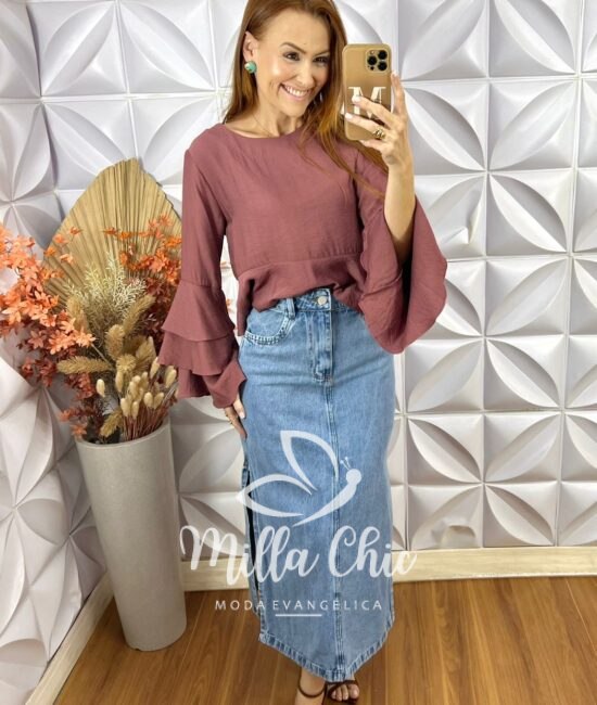 Saia Jeans Bárbara - Milla Chic
