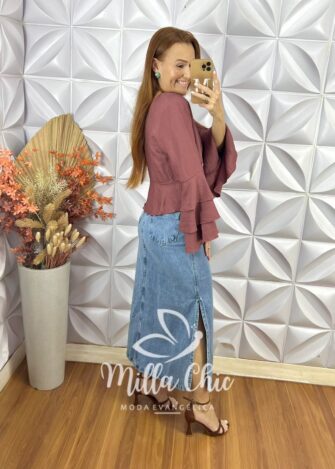 Saia Jeans Bárbara - Milla Chic