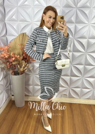 Conjunto Cláudia Em Tweed - Preto - Milla Chic