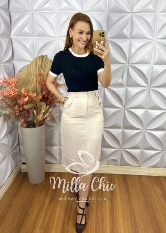 Blusa Alanis Em Tricot Modal - Preto - Milla Chic