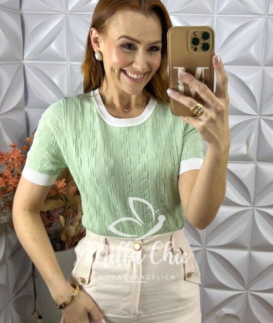 Blusa Alanis  Em Tricot Modal - Verde - Milla Chic