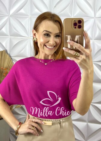 Blusa Noêmia Em Tricot - Pink - Milla Chic