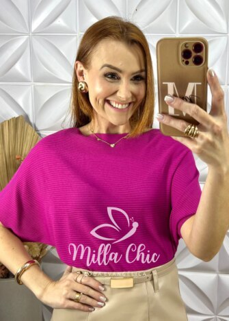 Blusa Noêmia Em Tricot - Pink - Milla Chic
