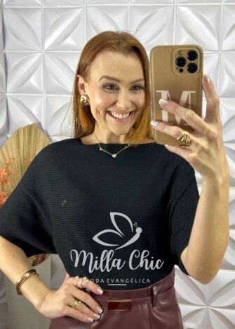 Blusa Noêmia Em Tricot - Preta - Milla Chic