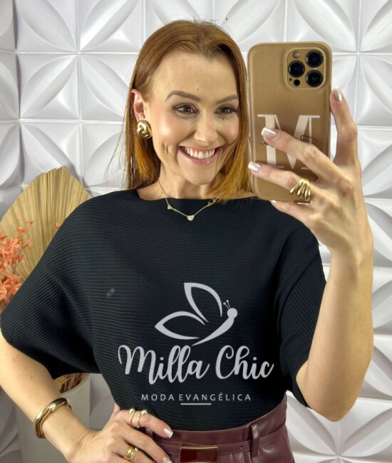 Blusa Noêmia Em Tricot - Preta - Milla Chic