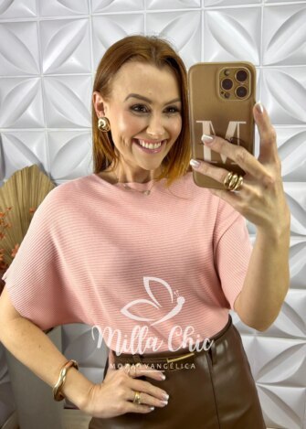 Blusa Noêmia Em Tricot - Rosa - Milla Chic
