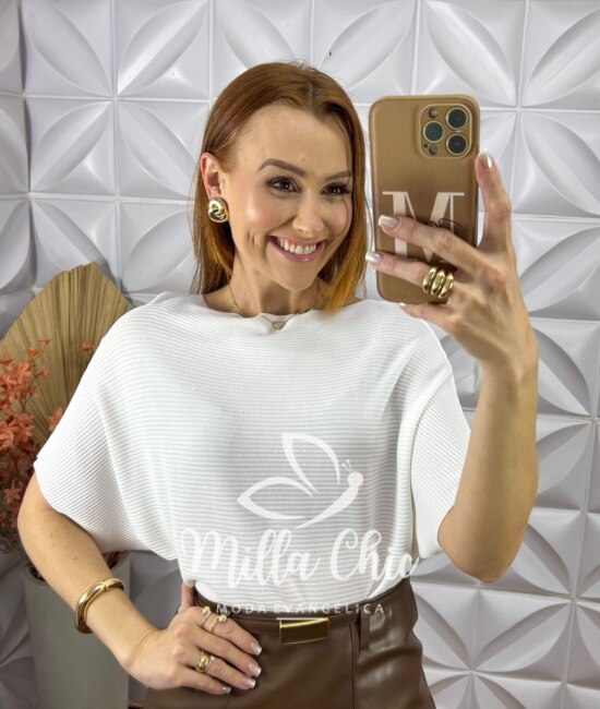 Blusa Noêmia Em Tricot - Branca - Milla Chic