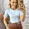 Blusa Sabrina Malha Algodão Bordada- Azul - Milla Chic