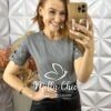Blusa Sabrina Malha Algodão Bordada- Cinza - Milla Chic