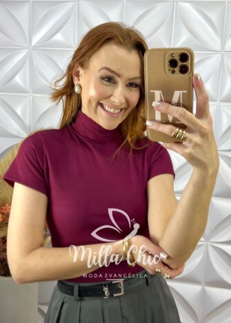 Cacharel Eugênia Gola Alta Manga Curta - Milla Chic