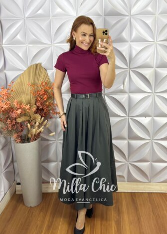 Cacharel Eugênia Gola Alta Manga Curta - Milla Chic