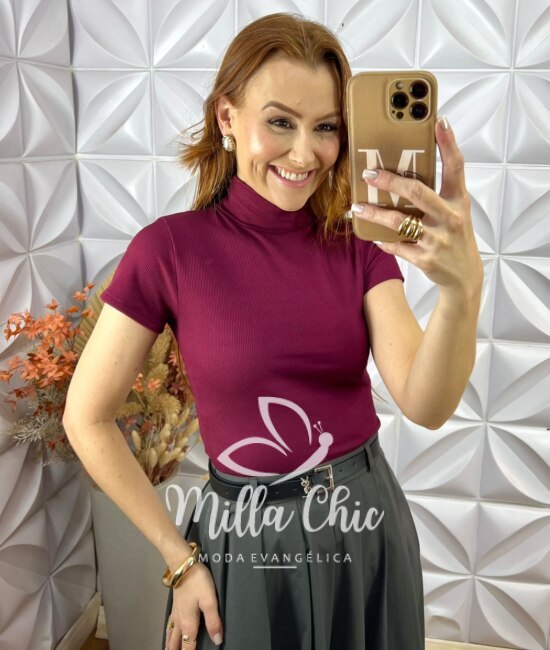 Cacharel Eugênia Gola Alta Manga Curta - Milla Chic
